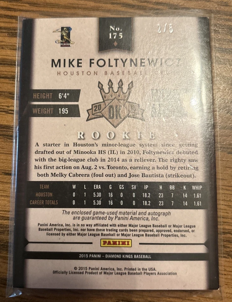 Diamond Kings 2015 marco de bronce/5 Mike Foltynewicz novato automático radiocontrol Houston Foto 4 de 4