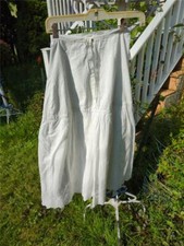 VICTORIAN 1900'S WHITE COTTON EMBROIDERED EYELET LONG SLIP SKIRT-24" WAIST