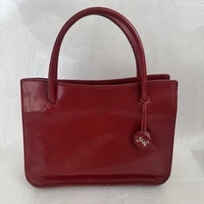 Monsac Vintage Scarlet Red Leather Handbag Purse