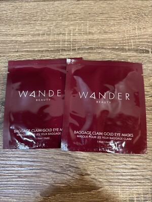 Brand New Wander Beauty Baggage Claim Gold Eye Masks 2 Pair