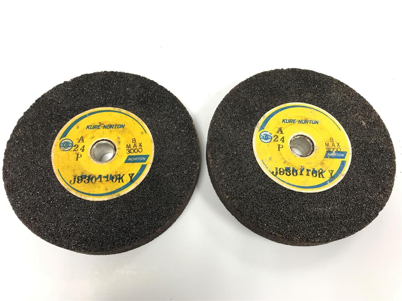 2pc KURE NORTON A24P J93011 5" x 3/4" x 1/2" I.D. Grinding Grinder