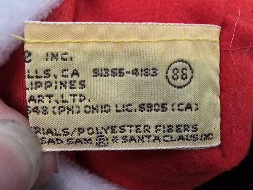 Applause Sad Sam Babbo Natale Cane 12" Peluche Peluche Natale Vintage - Foto 6 di 6