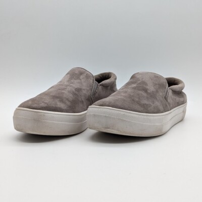 Steve Madden Suede Gills Womens Size Grey Platform Slip-On Sneaker 