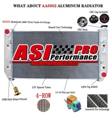 4 Row Aluminum Radiator Fits 1982-1991 CHEVY GMC 6.2L DIESEL V8 Engines