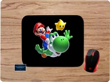 MARIO & YOSHI FLYING CUSTOM MOUSE PAD DESK MAT NINTENDO ART VIRTUAL SCHOOL GIFT