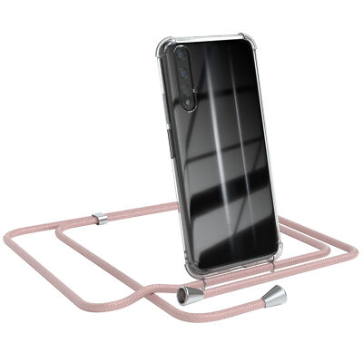 Huawei Nova 5T / Honor 20 Hülle mit Kette Band Handy Case Seil zum Umhängen Rosé