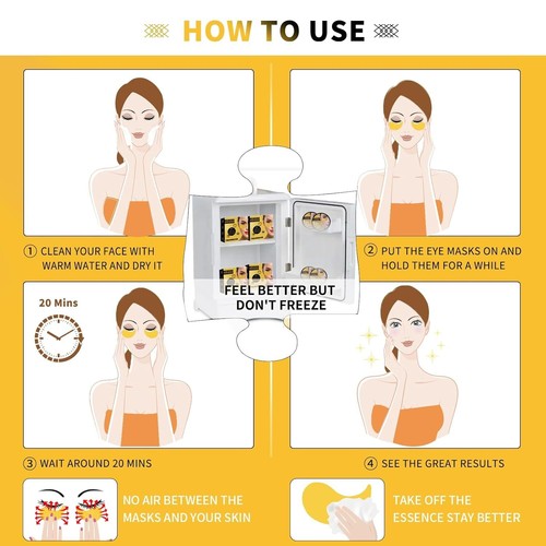 24K Gold Eye Masks for Dark Circles and Puffiness 70PCS, under Eye Patches Gel P - Picture 5 of 7