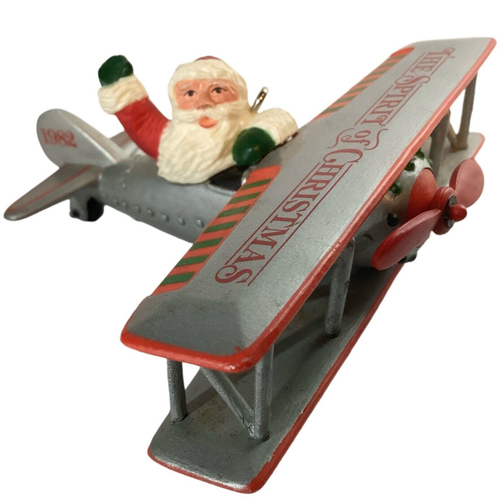 Hallmark Keepsake Ornamento Spirito di Natale Babbo Natale Aereo Vintage 1982