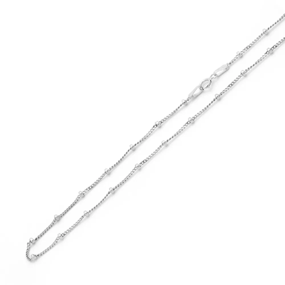 Men s 1mm 14K White Gold Chain Link Chain Necklace Gift box Ship from USA