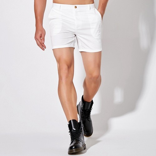 Mens Cotton Shorts Summer Solid Color Casual Sexy Half Pants Beach Button Summer - Bild 3 von 15