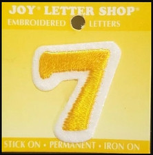 JOY LETTER SHOP Embroidered Iron On / Stick-On GOLD NUMBER Applique - '7'