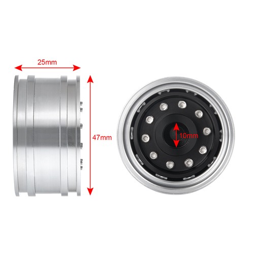 Front Metal Wheel Rims Rubber Tires For 1/14 Tamiya Trailer Tractor RC Truck Car - Picture 17 of 76