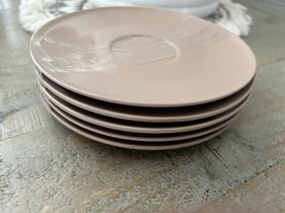 ALEXANDER BARNA APOLLO WARE MELMAC  SET OF 5 MELAMINE LIGHT BROWN DESSERT PLATES