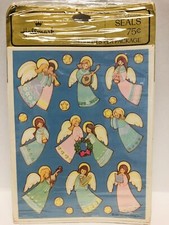 Vintage Hallmark Christmas Holiday Seals Stickers Angels 4 sheets NIP 