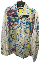 VNTG Kenneth Cole New York Mens Abstract Button Down Long Sleeve Dress Shirt L