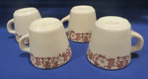 Vintage Caribe Restaurant Ware Cups Set Of 4 Floral