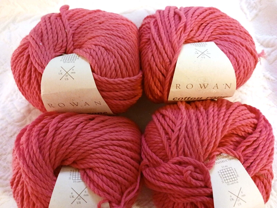 Rowan Cotton Rope Yarn 4 Skeins 071 Coral Cotton Blend 50 Gr 63 Yards Aran Weigh - Image 2 of 4