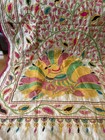 Mughal Art Hand Painted,hand Embroidered Karandi Silk Multi Duppatta/shawl/scarf