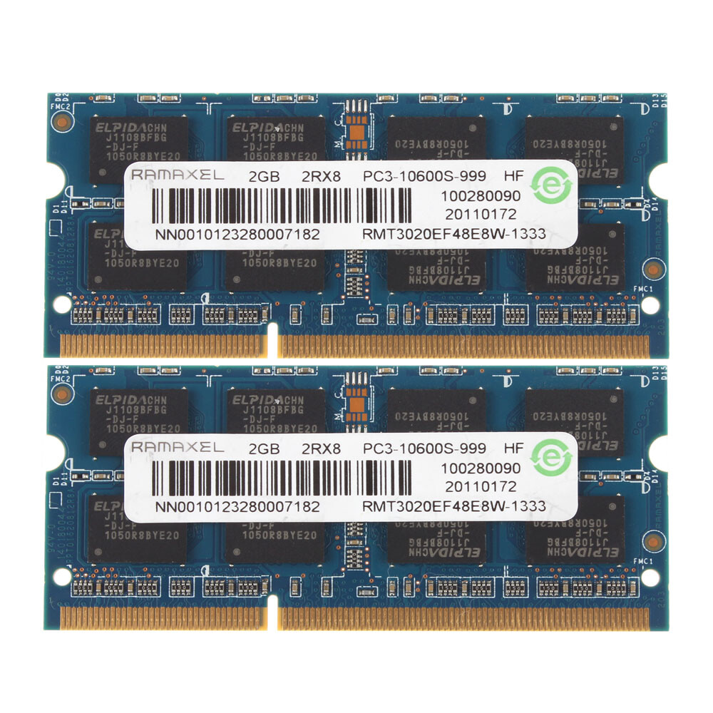 2X 2GB Ramaxel RAM 2RX8 DDR3-1333 MHz Memory PC3-10600 Intel