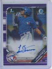 2019 Bowman Chrome Leonardo Jimenez PURPLE REFRACTOR 216/250 RC ROOKIE AUTO