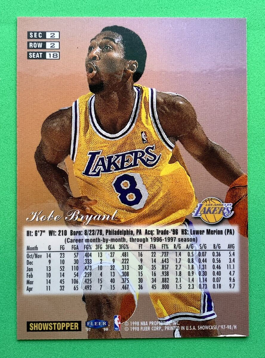 Kobe Bryant 98 Flair Showcase Style sec 2 row 2 seat 18 Kobe Bryant 98 Flair Showcase Style sec 2 row 2 seat 18