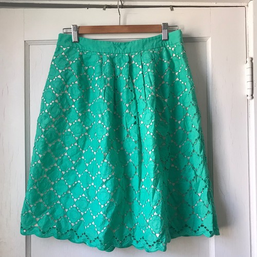 Boden Green Eyelet Skirt With White 