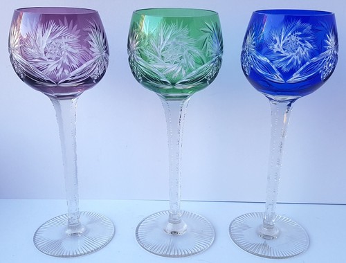 Wine Glass, Stemware Crystal Glas Flashed Glass Hand Cut Um 1950 L932 - Picture 13 of 15