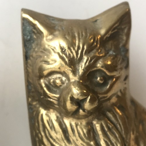 2 Mirror Image Vintage Brass Long Hair Kitty Cat Sitting Figurines 4.25" - Picture 10 of 10