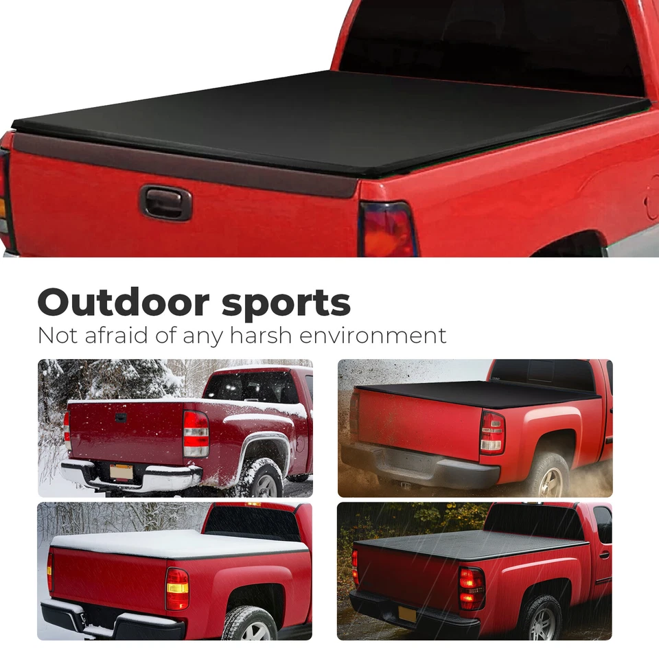 FOR 88-07 CHEVY SILVERADO/GMC SIERRA 1500 6.5FT BED SOFT ROLL-UP TONNEAU COVER - Image 3 of 4