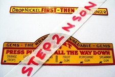 Vintage Pair 1925 GEM 5 cent Self Serve Gum Machine Water release Decals CHEAP *