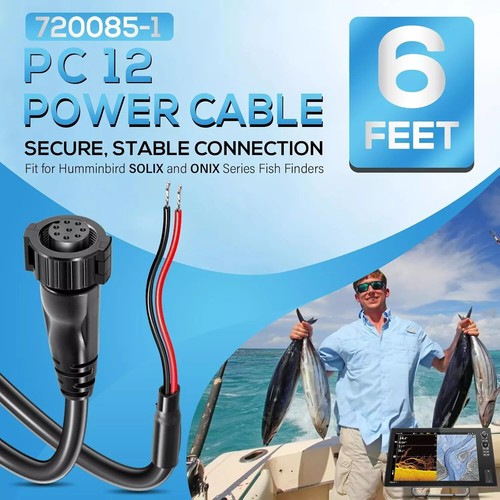 Humminbird PC12 6ft Power Cord Cable for ION & ONIX GPS Fishfinders 720085-1 - Afbeelding 4 van 15
