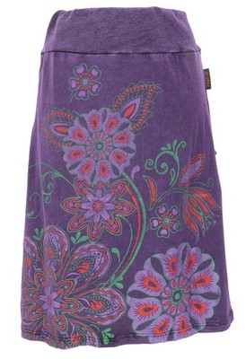 Minirock, Boho chic Rock, Retro Baumwollrock - lila