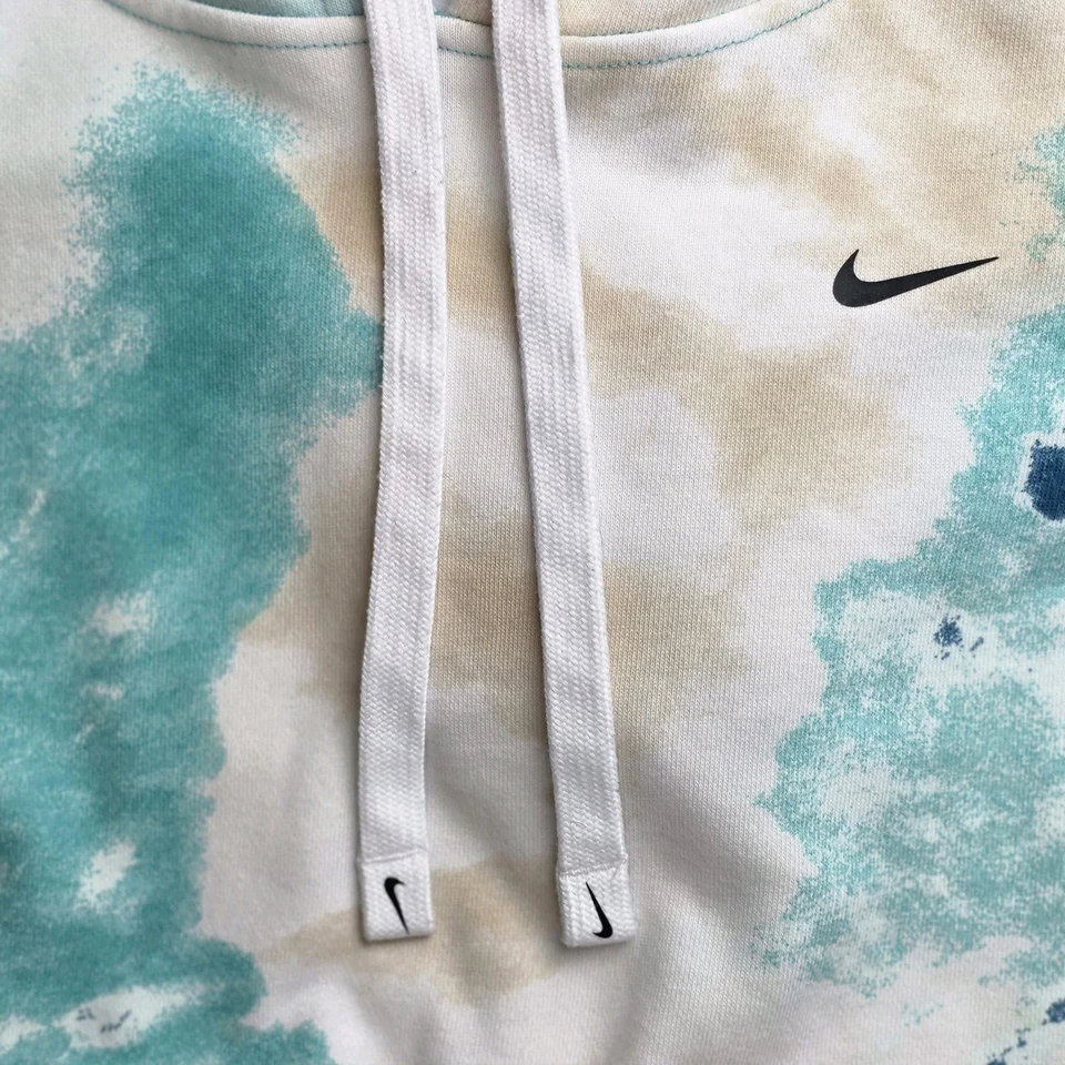 Sudadera con capucha Nike Tye Dye XL usada corta verde azulado blanca para mujer Foto 3 de 4