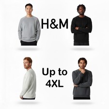 NEW H&M Men's Sweatshirt Casual Sports Black Grey Cream Cotton 2XL 3XL 4XL Plain