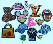 Iron-On Patches leather bear hat flower Mickey mouse bag embroidered