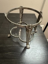 Vintage Silverplate Jardiniere Stand Lion Paw Feet Fluted Legs Made in India 