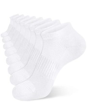 Mens Ankle Socks 8 Pack Low Cut Mens Socks Size 9-12 With Arch Support White