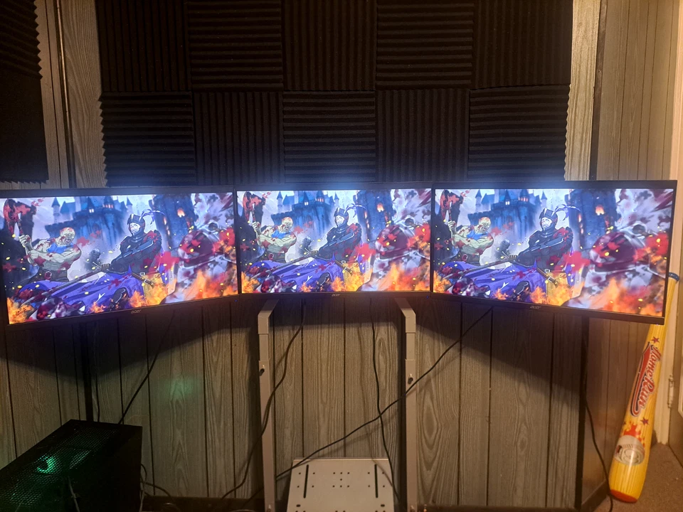 Configuración de 3 monitores Sim Racing - Montaje de pantalla triple, monitores para juegos, listos para usar Foto 2 de 4