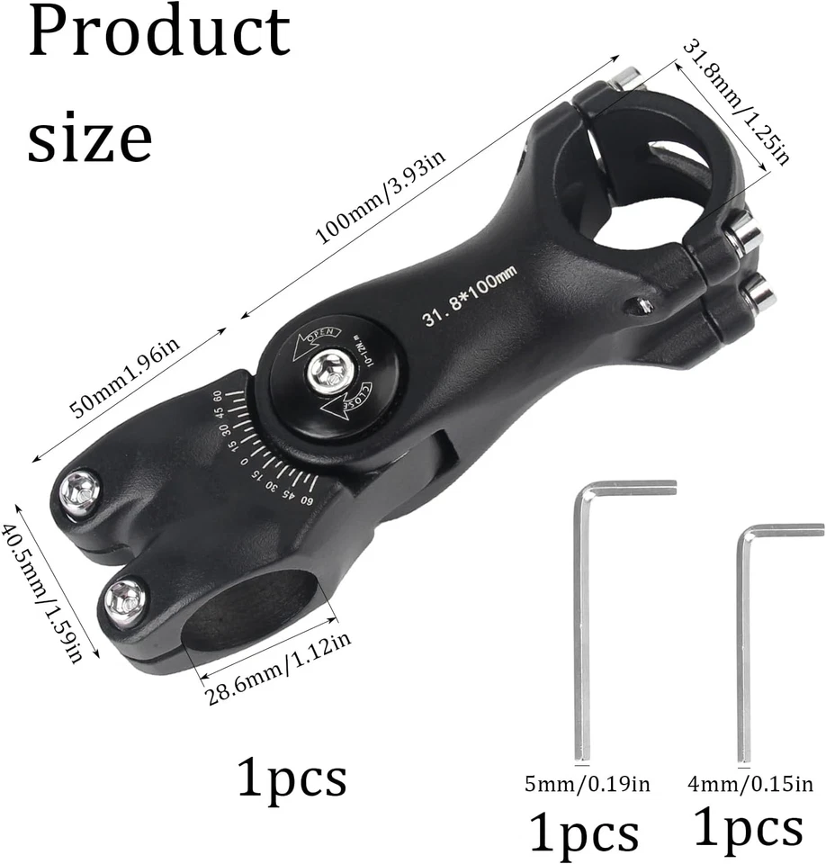 Attacco Manubrio Bici Regolabile ± 60° Attacco Manubrio MTB 31,8 Mm X 100 Mm Pro - Immagine 2 di 4