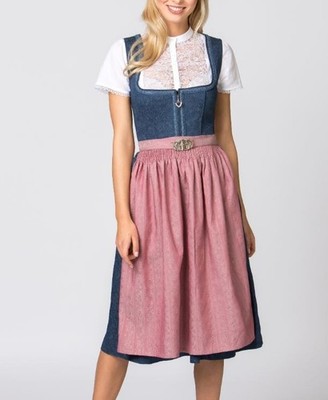 C55/Gr. 44 Stockerpoint Heimatgwand Dirndl Midi BLAU mit SCHÜRZE NEU
