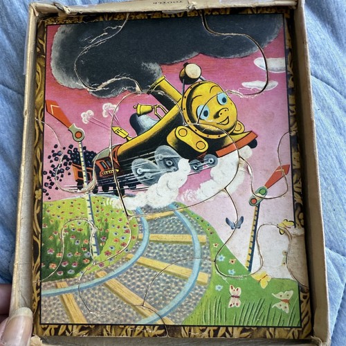Rompecabezas Tootle Train 1946 Little Golden Picture caja original vintage Whitman - Imagen 8 de 8
