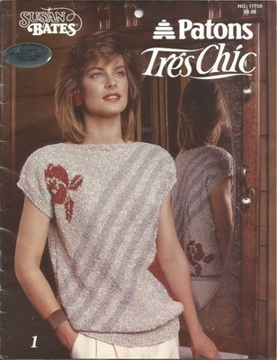 Susan Bates 'Patons Tres Chic' Book #17758; 8 Designs; Knitting, 1986