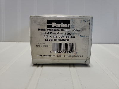 Parker Head Pressure Control Valve LAC-4-100 3/8''x 3/8'' ODF Solder Less Strainer