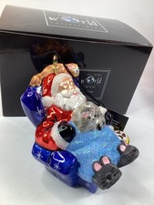 Kurt Adler Joy to the World Collectibles Santa recliner bunny Xmas Ornament (G1)
