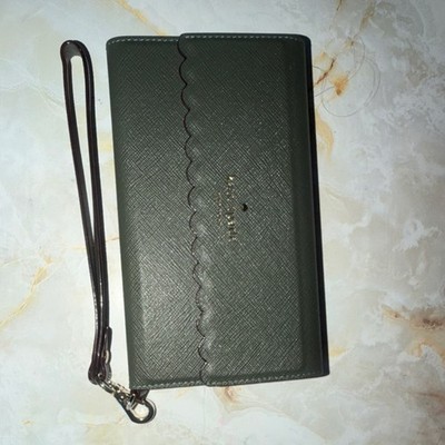 kate spade new york Dark Green Folio Case for iPhone X with Strap & Card Pocket