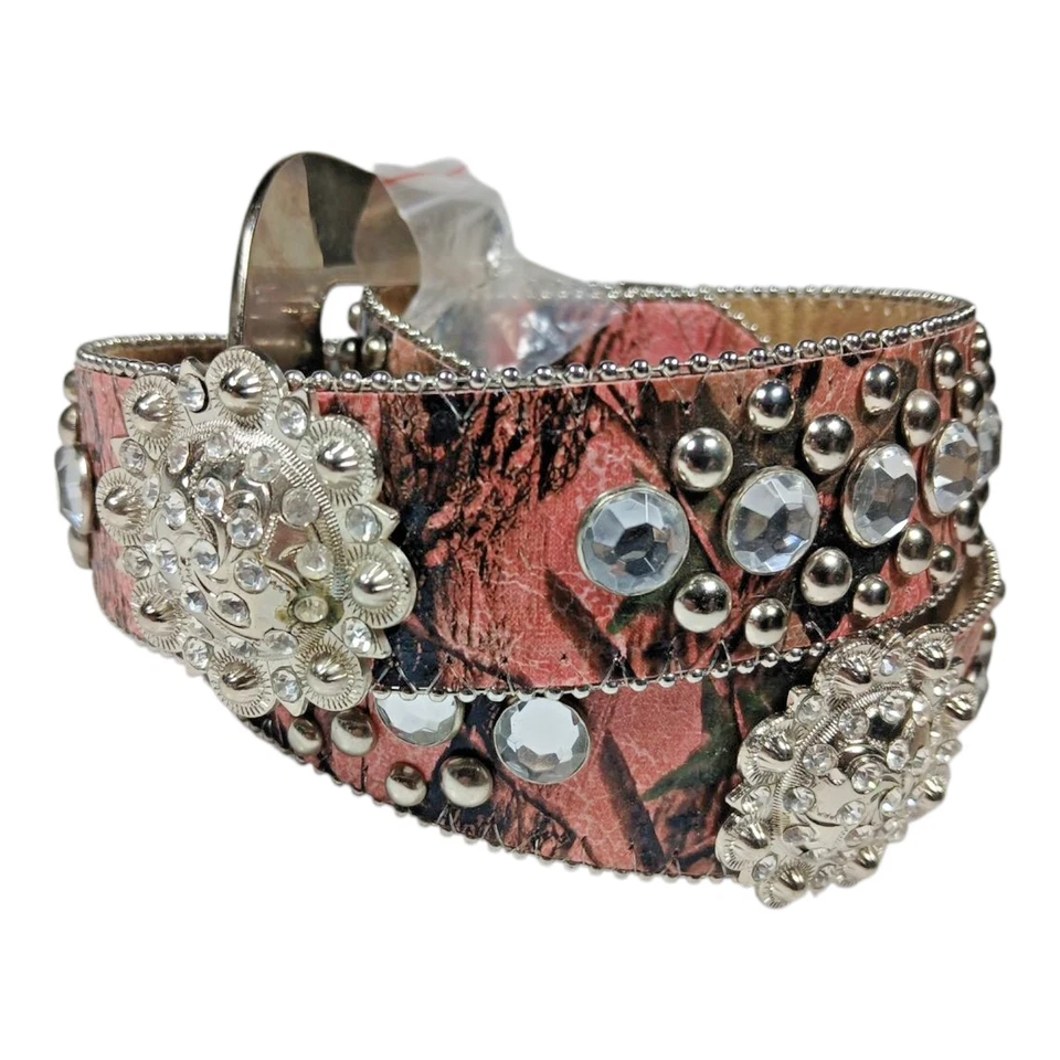 BHW Mujer Rosa Camuflaje Western Estrás Bling Vaquera Bling Cinturón 2XL 40-44" Foto 3 de 4