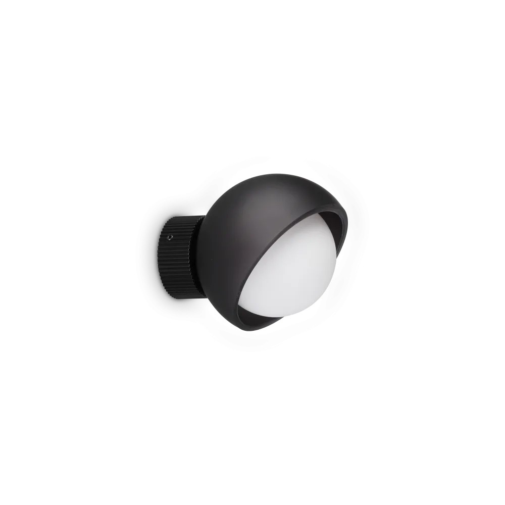 Applique Design Bloom Metallo Nero Vetro Grigio 12cm E27 Moderno