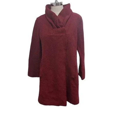 Beyond Threads Jacket Womens Size Medium Red Alpaca Wool Blend Button Front