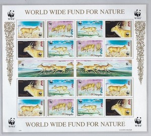 Mongolia/ 1995 / #2212a / WWF / Saiga / MS of 16 Stamps / MNH / 306-1