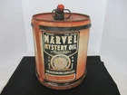 Vintage Original 5 US Gallon Marvel Mystery Oil Can Metal Advertising Sign Empty